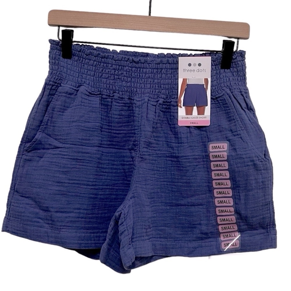THREE DOTS Double Gauze Short in Periwinkle Blue Size Small NWT